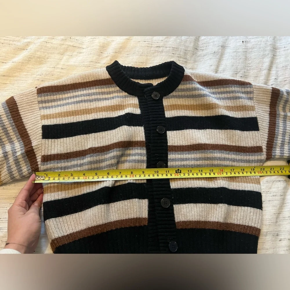 Frank & Oak Striped Women's Sweater - Black, Brown, Light Blue, Cream - Picture 3 of 4